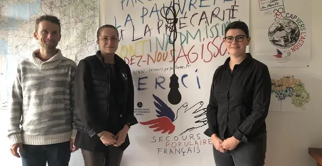 photo  à droite, charlène brindejonc, aux côtés de mélina, la nouvelle chargée de projet du secours populaire et de jérôme malmaison, conseiller numérique.  &copy;  ouest-france 