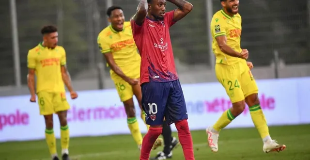 photo  les nantais peuvent exulter après le penalty manqué de cham, ils tiennent leur premier succès cette saison en ligue 1.  &copy;  afp 
