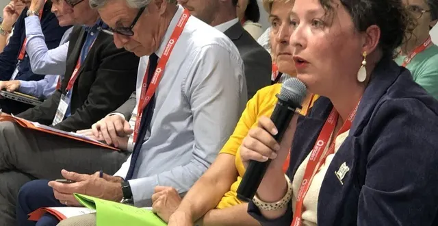 photo  angers, jeudi 21 septembre 2023. marie nédellec, adjointe au maire de la rochelle, à côté de cécile helle, maire d’avignon, a décrit une situation qui devient « intenable » pour le logement.  &copy;  co 