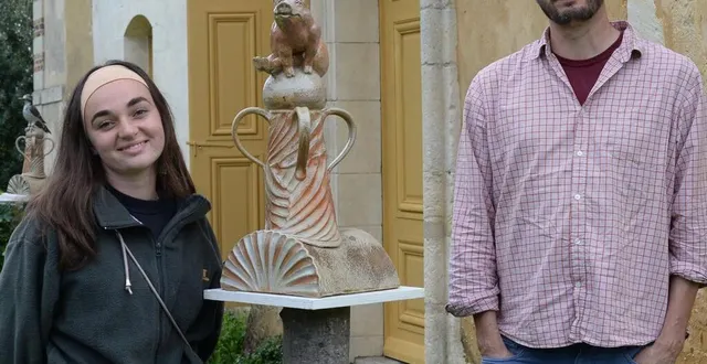 photo  julien hardy (à droite) a cédé pour un an sa place de médiateur culturel de l’abbaye de tuffé à sarah hérou.  &copy;  le maine libre 