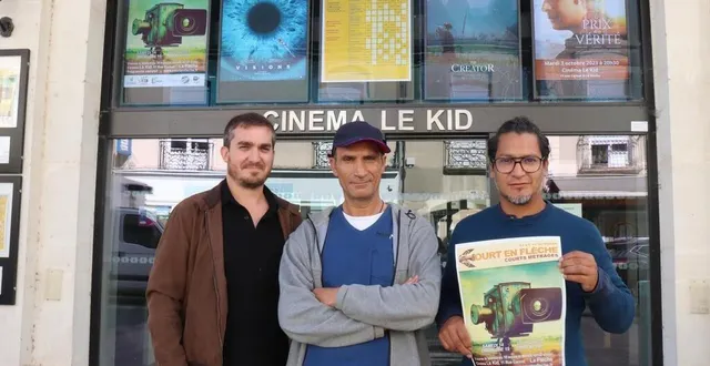 photo  florian plu-marguerite, rashed m’dini et poll pebe pueyrredon sont derrière le festival de courts-métrages court en flèche.  &copy;  ouest-france 