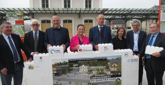 photo  de la gauche : olivier petitjean, maire de bagnoles ; sylvain jarry, président de la cdc andaine-passais ; christophe de balorre, président du conseil départemental ; catherine meunier, conseillère régionale ; sébastien jallet, préfet ; marie cornet, sous-préfète ; michel leroyer, maire de la ferté-macé et jean-pierre blouet, ancien maire de bagnoles.  &copy;  ouest-france 