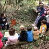 photo  cinq parents et huit enfants étaient présents pour écouter des histoires et chanter sur le thème de l’automne. 