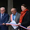 photo  marie-thérèse leroux, didier reveau, régis bourneuf, agathe cury et jean-pierre vogel, réunis pour l’inauguration des ateliers municipaux de tuffé-val-de-la-chéronne. 