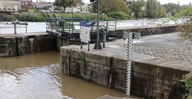 photo  à 12 h, dimanche 29 octobre 2023, le niveau de la sarthe atteignait 72 centimètres soit le niveau qu’elle avait au début du printemps 2023.  &copy;  ouest-france 