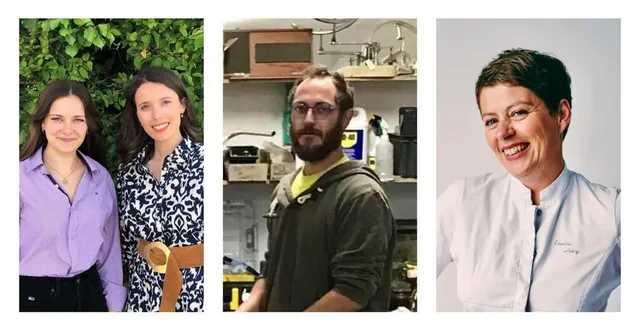 photo  audrey hardy et mélanie loiseau de l’association de l’orne aux grandes écoles, clément marjchzak de l’entreprise abcyclette et la cheffe émeline aubry concourent pour être l’entreprise de l’année à on se bouge dans l’orne 2023.  &copy;  montage : ouest-france 
