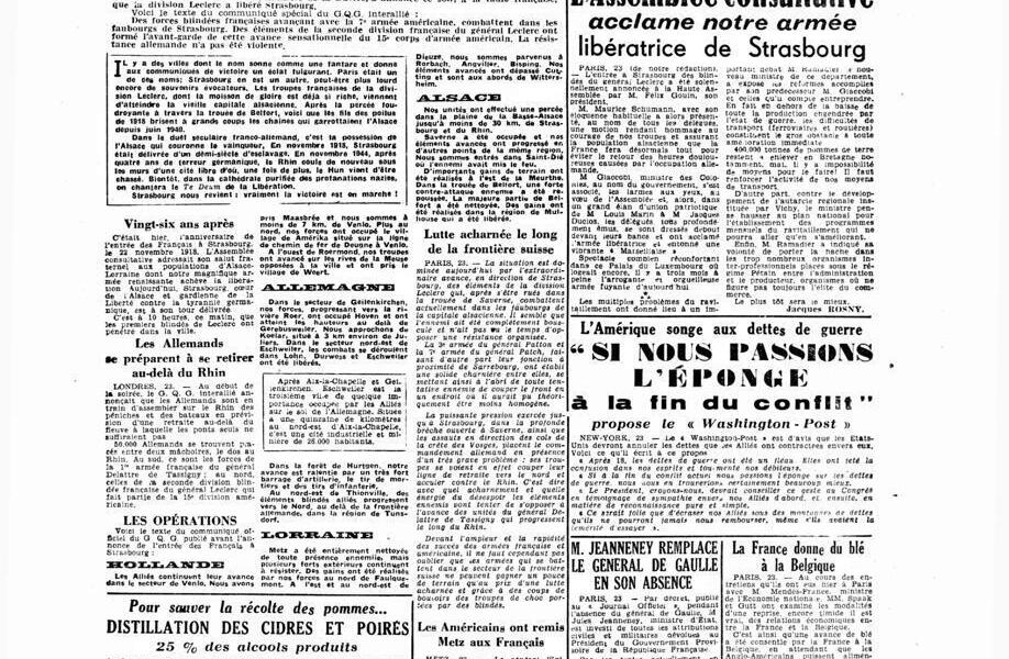 Dans Les Archives D’Ouest-France : Le 23 Novembre 1944, Strasbourg Est ...