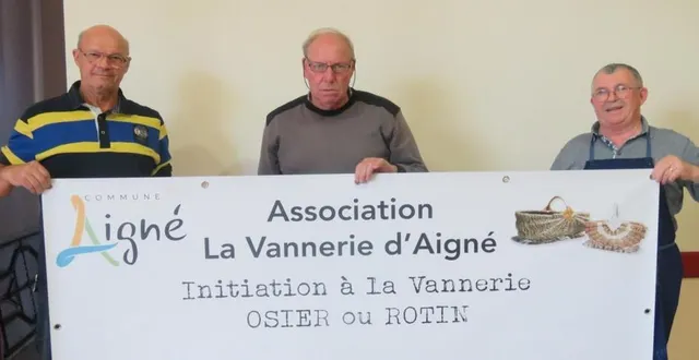 photo  de gauche à droite : dominique gourlay, philippe morineau et andré morancais, animateurs de l’association la vannerie d’aigné. ilsproposent une séance par semaine.  &copy;  le maine libre 