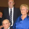 photo le maire, gérard rosé, avec les doyens, hélène quénot et andré-raoul bourgault.