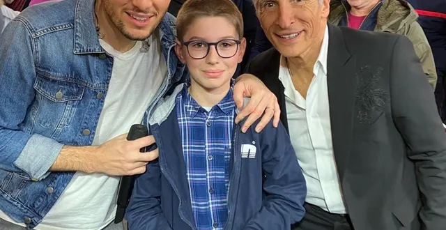 photo  vianney, timéo plessis et nagui, téléthon 2023  &copy;  mamer'thon 