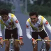 photo marc madiot (à gauche) à l’entraînement avec son frère yvon madiot, à renazé (mayenne) le 25 juin 1987, quelques semaines après leur doublé lors du 1er cyclo-cross professionnel international de sablé-sur-sarthe.