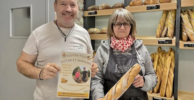 photo  les boulangers de chantenay-villedieu, laurent et isabelle bougeant, font preuve de solidarité avec le couple de sinistrés en misant sur leurs baguettes tradition.  &copy;  ouest-france 