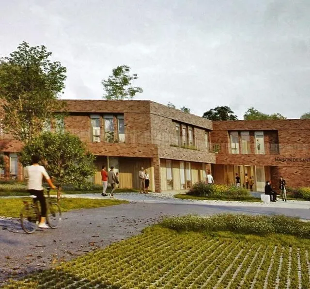 photo une vue d’artiste de la future maison de santé pluridisciplinaire de sablé-sur-sarthe, depuis le parking donnant sur la rue saint-denis.  ©  d.r.