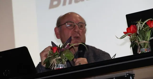 photo  yves perrigouas, lors de l’assemblée générale de l’association, samedi 3 février 2024, à sablé-sur-sarthe.  &copy;  ouest-france 