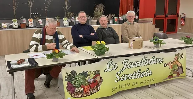 photo  les membres du bureau lors de l’assemblée générale du jardinier sarthois de la section noyen-malicorne, dimanche 4 février 2024.  &copy;  ouest-france 