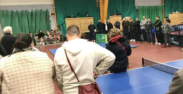 photo  nicolas bourdin au micro a partagé de bonnes nouvelles.  &copy;  le maine libre 