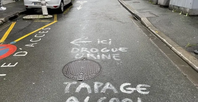 photo  des riverains ont affiché leur ras-le-bol directement sur le bitume dans le centre-ville d’angers.  &copy;  ouest-france 