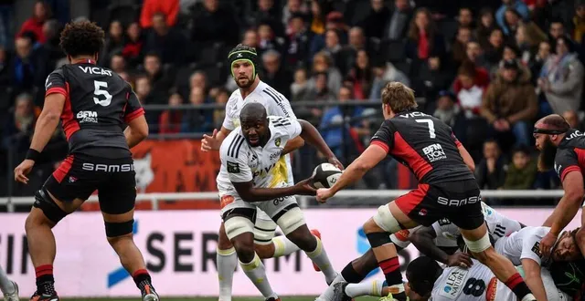 photo  judicaël cancoriet (au premier plan) et les rochelais doivent réagir à perpignan, ce samedi 24 février 2024.  &copy;  afp 