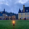 photo le château de dobert, à avoise, à la tombée de la nuit, dimanche 25 février 2024.