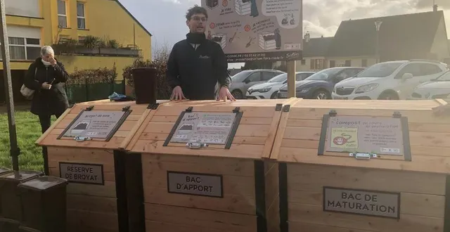 photo  loup guichard, maître composteur au sirtom flers-condé, a présenté le fonctionnement du composteur partagé, ce mardi 5 mars 2024.  &copy;  ouest-france 