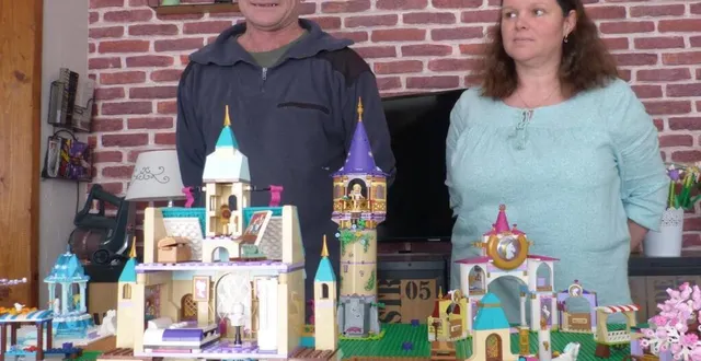 photo  frédéric et isabelle simon, passionnés de briquettes, devant l’une de leurs créations.  &copy;  le maine libre 