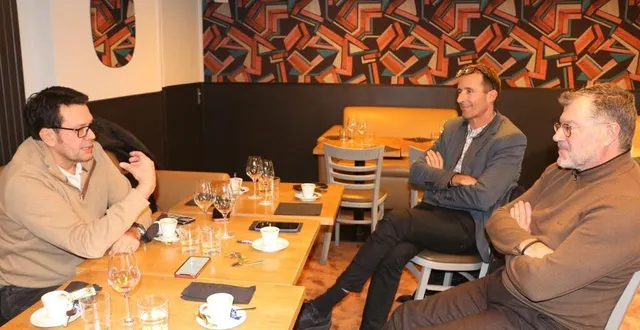 photo  de gauche à droite : stéphane clemenceau, olivier pérez et jean-marc trihan, respectivement présidents du cesson rennes métropole handball, de l’union rennes basket et du rec rugby.  &copy;  ouest-france 
