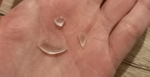 photo  delphine a découvert ces trois morceaux de verre dans trois ravioles différentes. du verre encore tranchant.  &copy;  delphine côme 