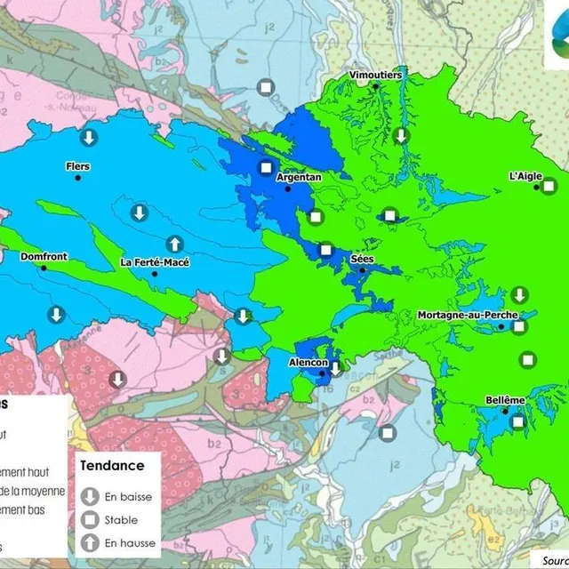 photo le niveau des nappes dans le département de l’orne en mars 2024.  ©  sde61