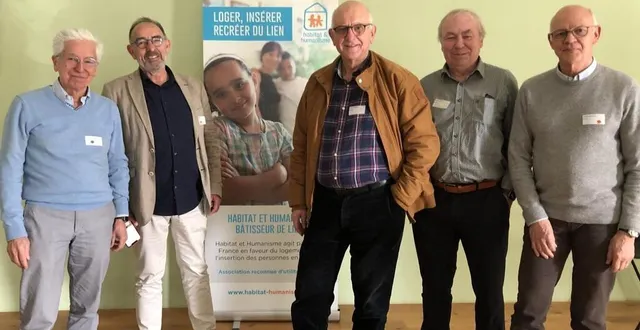 photo  angers, jeudi 21 mars 2024. denys fernbach (h & h 49), françois-daniel veaudor (h & h 72-53), patrick wiart (aivs), gilles noury (propriétaires solidaires 85) et alain jacobzoone (aivs) ont présenté la nouvelle agence immobilière à vocation sociale.  &copy;  co 