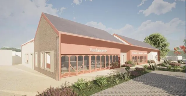 photo  le projet de construction des deux unités commerciales en cours place isaac-de-la-roche.  &copy;  cabinet 