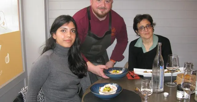 photo  célia tunc, secrétaire générale au collège culinaire de franceet régina cerezo, responsable de la mobilisation des membres, ont pu tester les mets proposés par nicolas urrutia, propriétaire du restaurant le bellifontain, avenue du général-leclerc, au mans (sarthe).  &copy;  ouest-france 