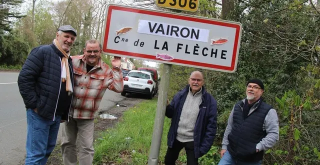 photo  en ce 1er avril 2024, le quartier de verron à la flèche (sarthe) est temporairement renommé vairon, du nom d’un petit poisson.  &copy;  ouest-france 