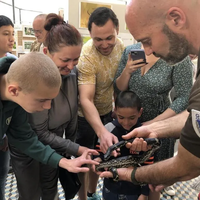 photo grégory provost, garde nature, a en main une couleuvre de l’amour, espèce non présente dans nos régions mais originaire d’asie. on la retrouve au long du fleuve amour, d’où son nom.  ©  le maine libre