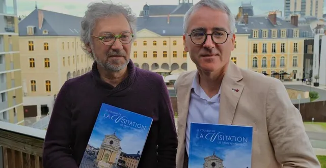 photo  l’auteur coordinateur franck miot-hermenault (à gauche), et l’éditeur grégory chaquin (à droite), publient ce mois d’avril 2024 l’ouvrage le couvent de la visitation, les trois renaissances.  &copy;  ouest-france 