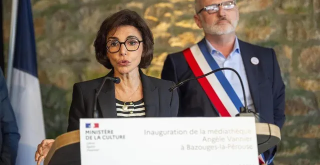 photo  la ministre de la culture, rachida dati, lors d’une visite en ille-et-vilaine le 11 avril 2024.  &copy;  archives mathieu pattier / ouest france 