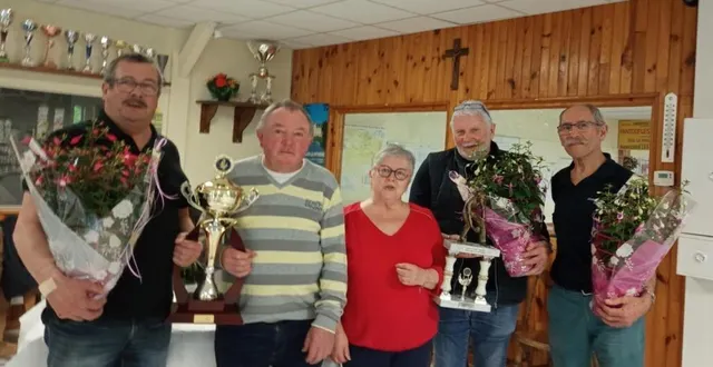 photo  le concours intersociétés du cercle saint-hélier a débuté le 4 mars. la finale a été remportée le 13 avril par victor peltier et jacky dubray, de la société de « l’ordre » de cantenay-épinard, contre jean-claude depaygne et yves tricot, de candé, sur le score de 12 à 6. une quarantaine de personnes a assisté à la finale. germaine et bernard braux, du val de l’erdre de candé, et ludovic plassais et didier coiffard du louroux-béconnais, ont été les demi-finalistes malheureux. au total, 128 équipes provenant de 29 sociétés étaient engagées.  &copy;  co 