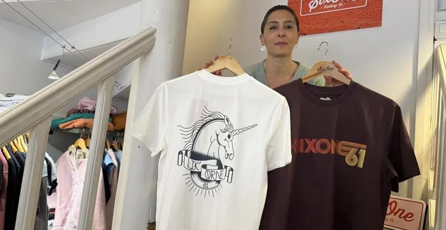 photo  amanda mabrouki vend dans sa boutique les nouveaux vêtements de la marque six one.  &copy;  ouest-france 