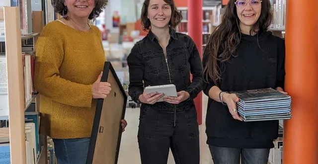 photo  valérie lebossé, sandra nédelec et louison bruneau, les chevilles ouvrières de la bibliothèque maison-rouge.  &copy;  ouest-france 