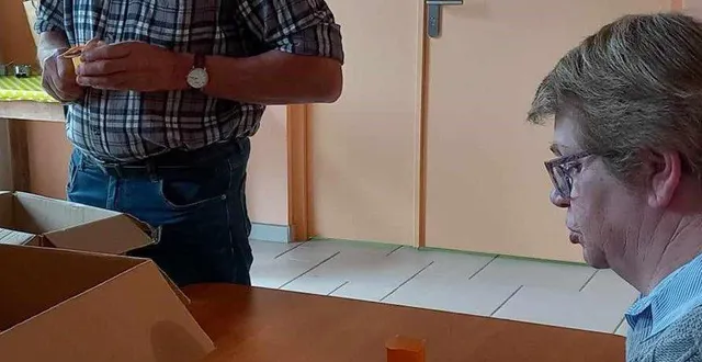 photo  des pots de yaourts en plastique recyclés en jolies fleurs colorées par les mains expertes des bénévoles.  &copy;  le maine libre 