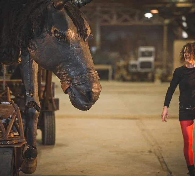 photo un drôle de cheval mécanique va déambuler dans l’enceinte du château.  ©  tom valin