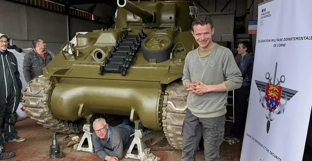 photo  aymeric brunet, bénévole chez garand de la mémoire, participe à la restauration du montereau à alençon.  &copy;  ouest-france 