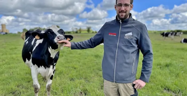 photo  cyril lemaitre est éleveur de vaches laitières prim’holstein à auvers-le-hamon, au nord de sablé-sur-sarthe.  &copy;  ouest-france 
