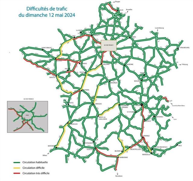 CARTE. Circulation déjà difficile dans le sens des retours le point