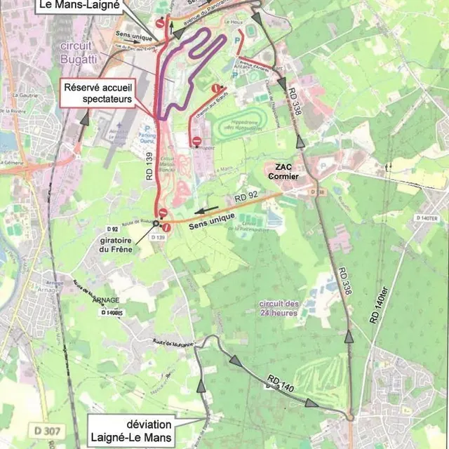 photo plan des principales restrictions de circulation pendant le motogp, réalisé par le département de la sarthe.  ©  département de la sarthe