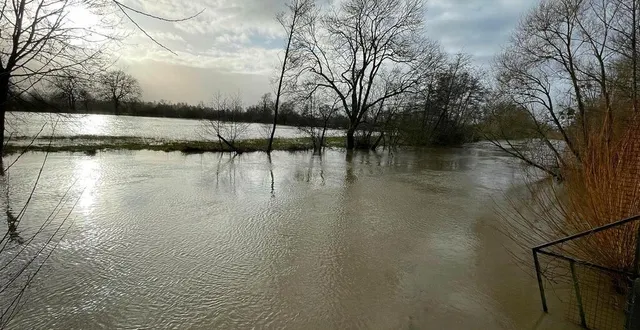 photo  en janvier 2024, la sarthe était sortie de son lit, à alençon (orne).  &copy;  ouest-france 