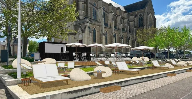photo  la future guinguette doit prendre place sur les marches engazonnées le long de la rue théophile-plé, près de l’église.  &copy;  cabinet des étoiles 