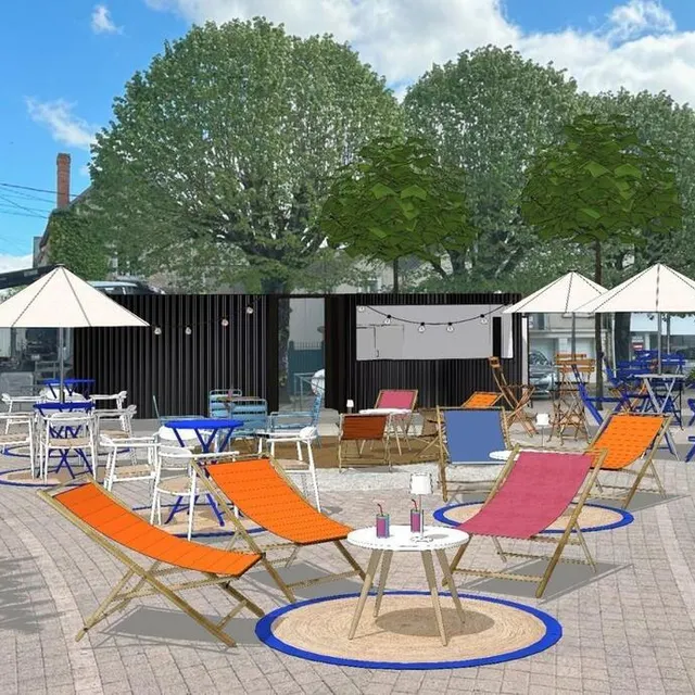 photo en parallèle de la guinguette du port, la ville veut aménager un espace détente à même le marché du samedi, place de la république.  ©  cabinet des étoiles