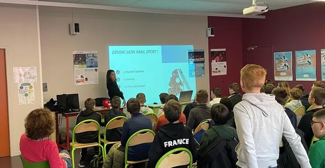 photo  les élèves de 5e du collège rené-cassin, à athis-val-de-rouvre, ont reçu la visite d’une membre du comité d’organisation des jeux olympiques et paralympiques, ce vendredi 17 mai 2024.  &copy;  ouest-france 