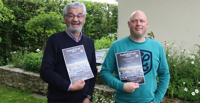 photo  jean-yves bône, président de l’association aider un enfant de dano, en compagnie de grégoire vanherle, chef du chœur résonnances.  &copy;  ouest-france 