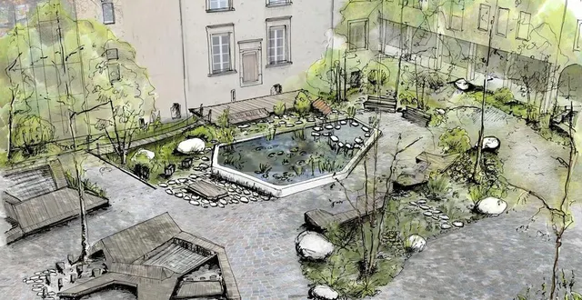 photo  place des ursulines, un bassin végétalisé va faire son apparition dans le cadre de la rénovation du quartier saint-nicolas.  &copy;  le mans métropole 